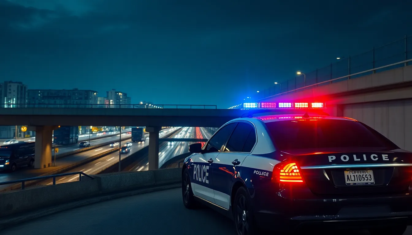 3 cop cars at night