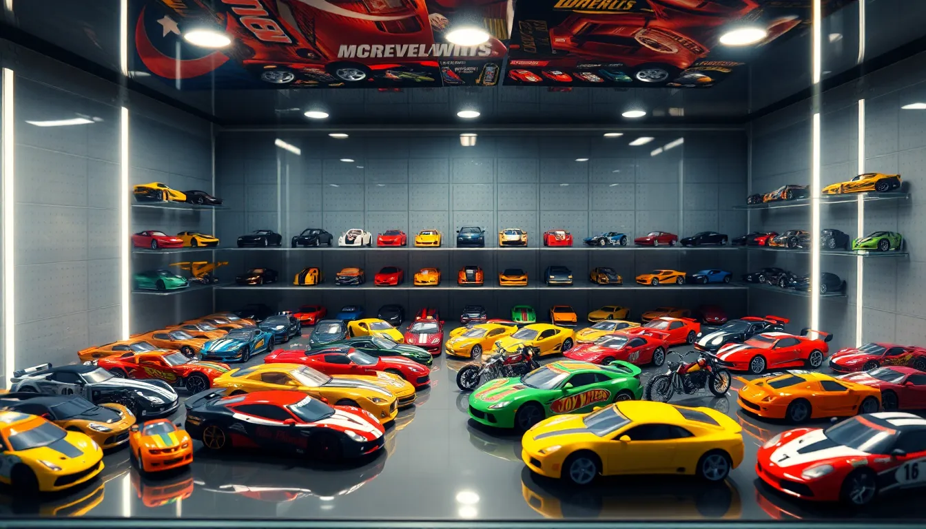 3 hot wheels cars display