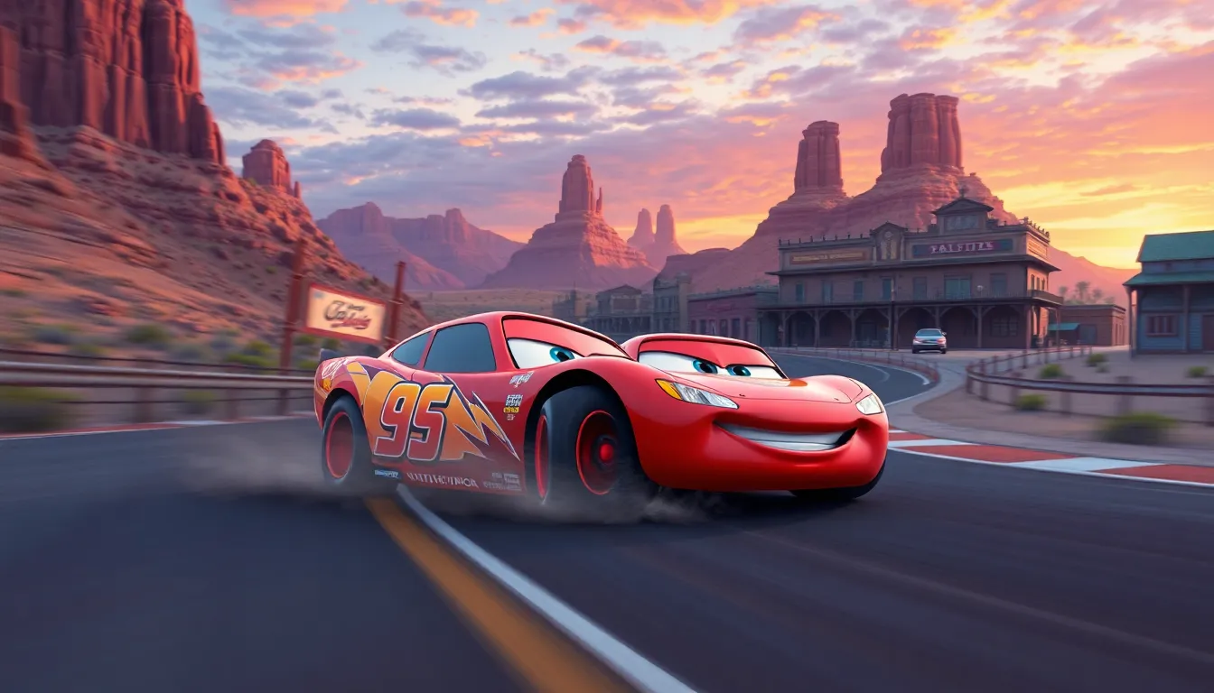 4 cars drawing disney