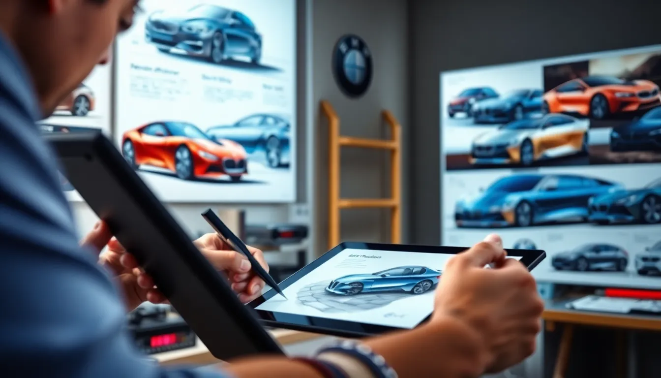 5 bmw cars drawing