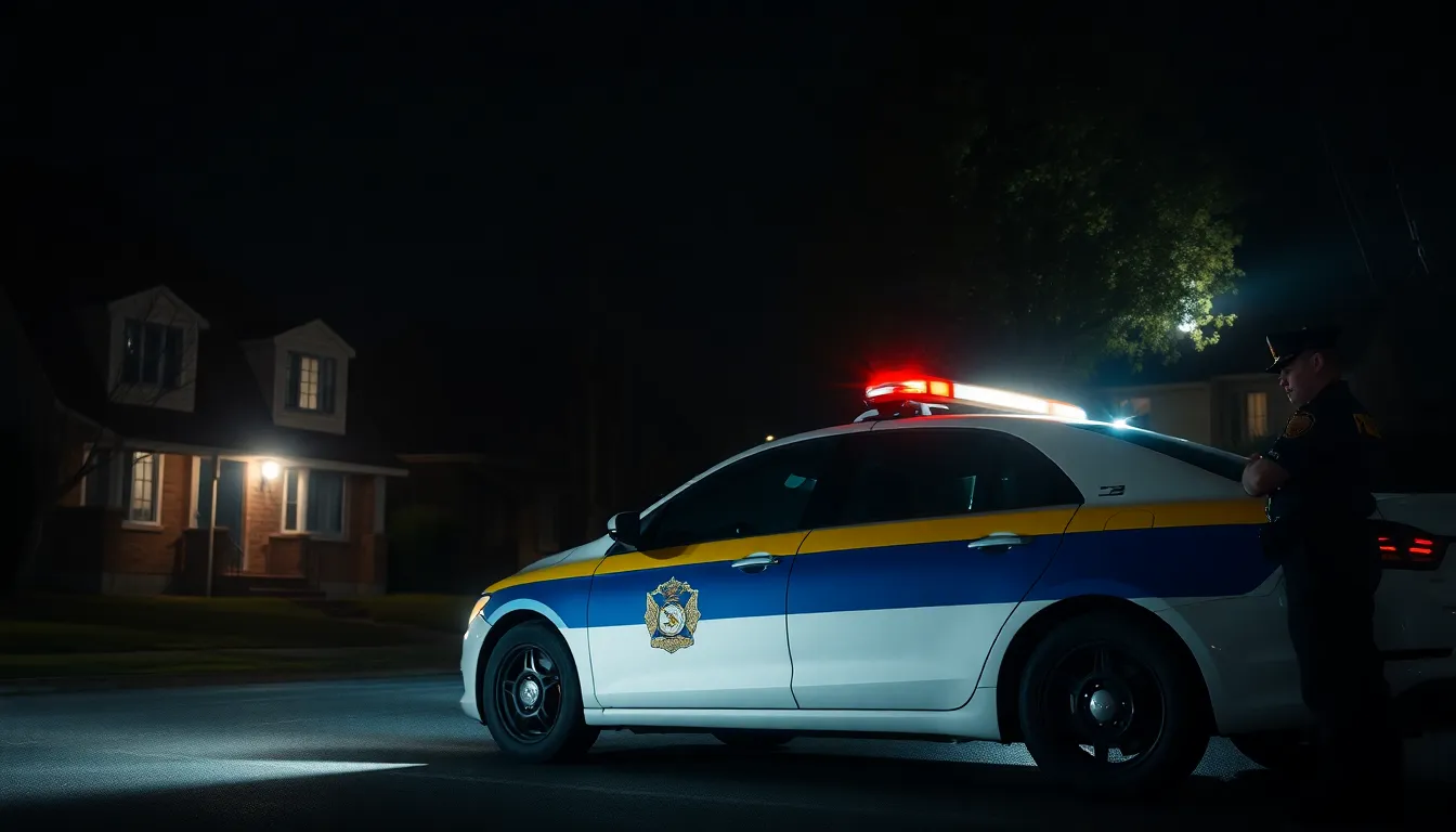5 cop cars at night
