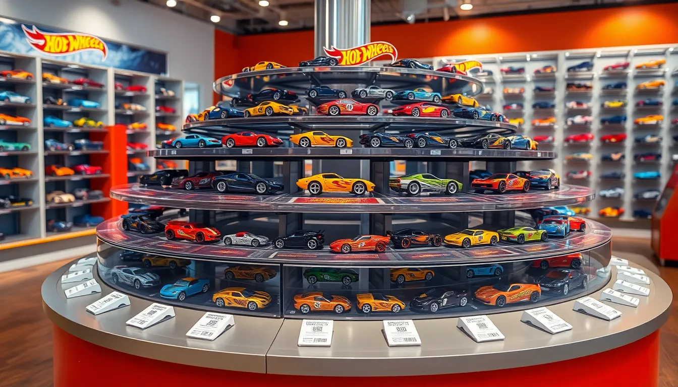 5 hot wheels cars display