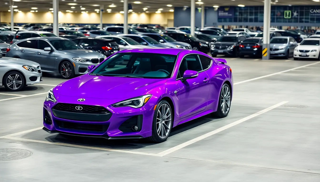 5 purple cars