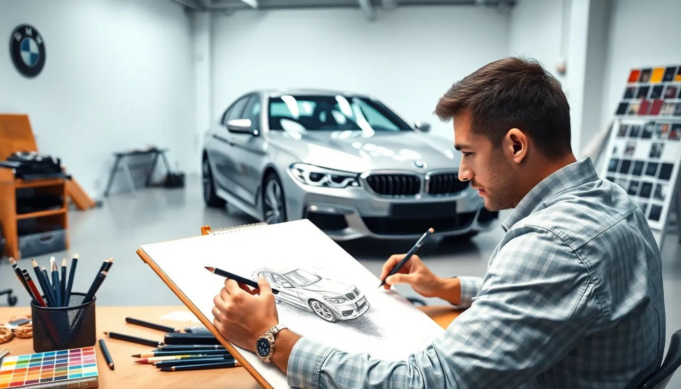 6 bmw cars drawing