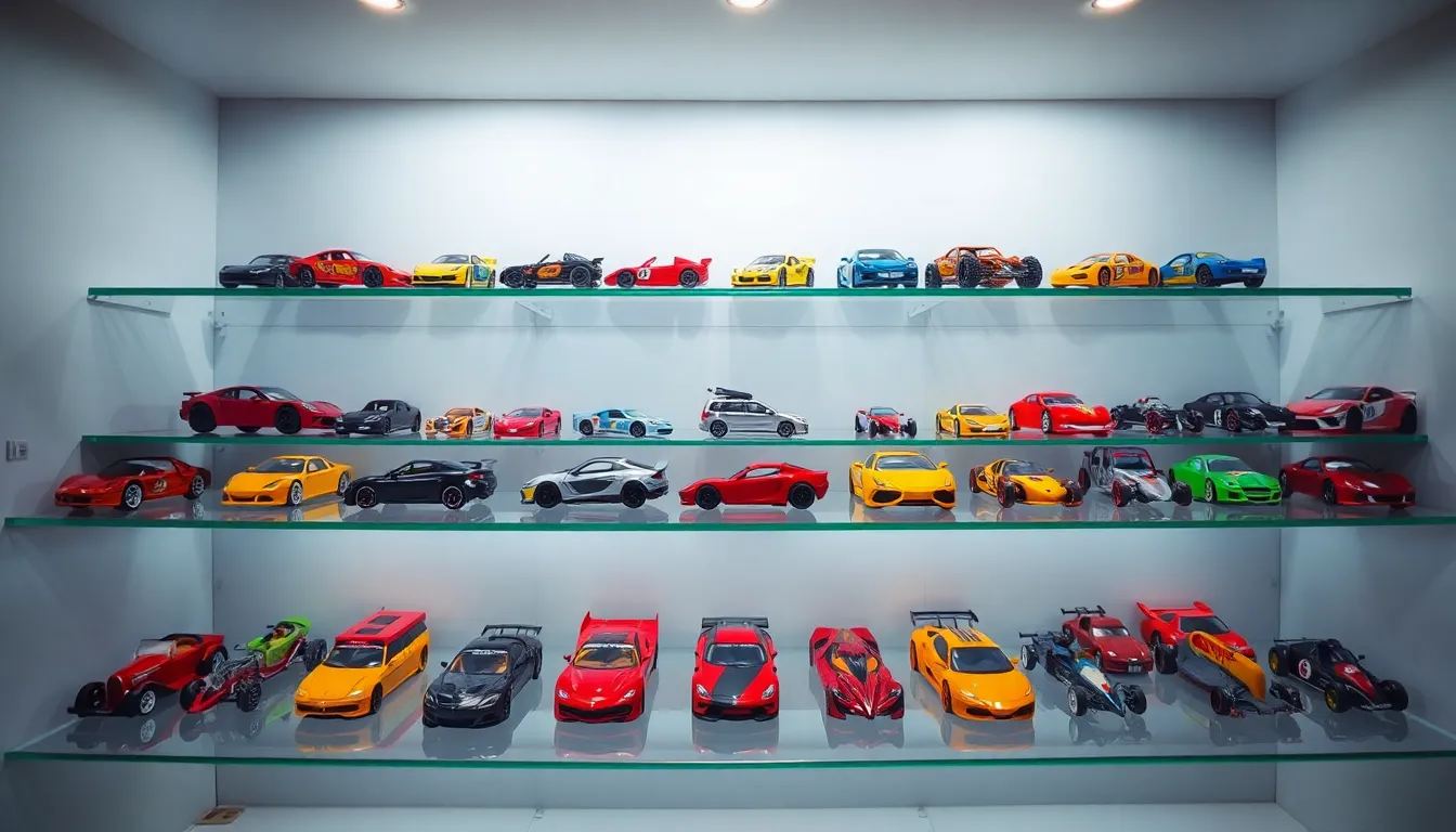 6 hot wheels cars display