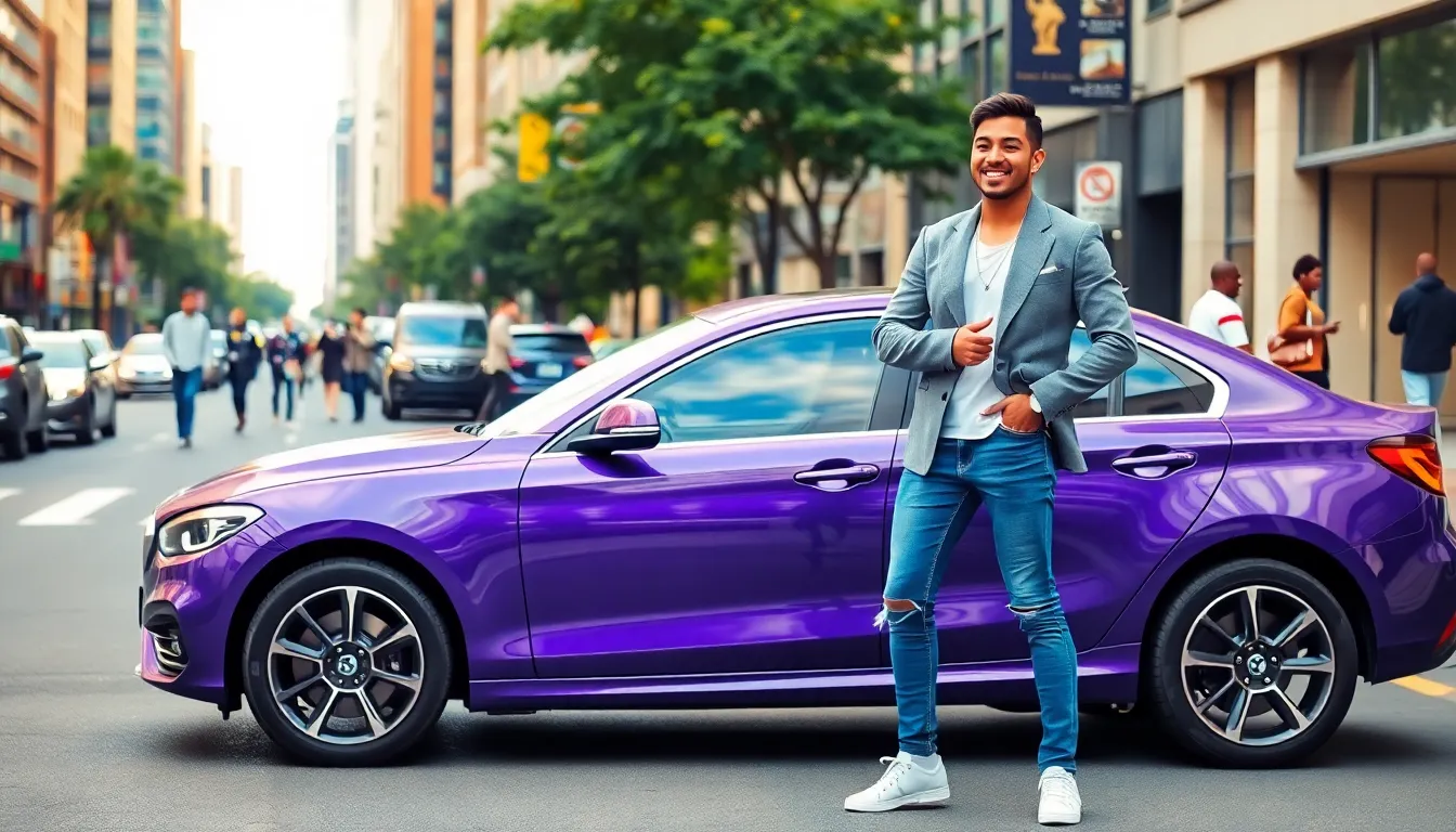 8 purple cars