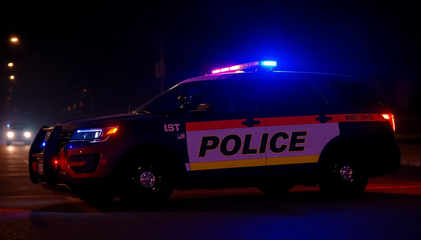 cop cars at night