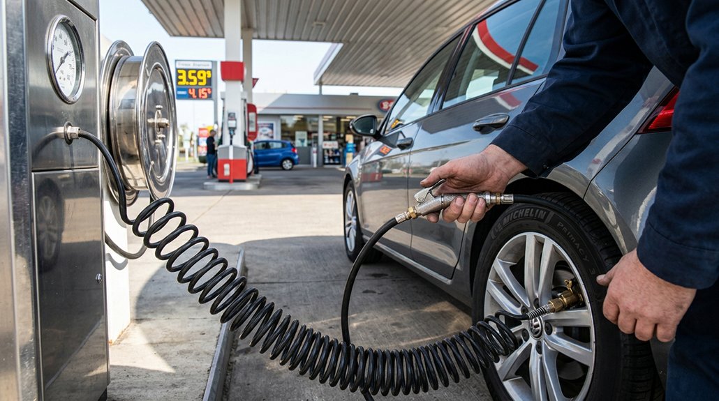 check tire pressure at station