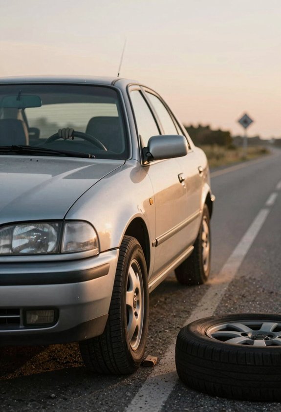 flat tire stop move safely only