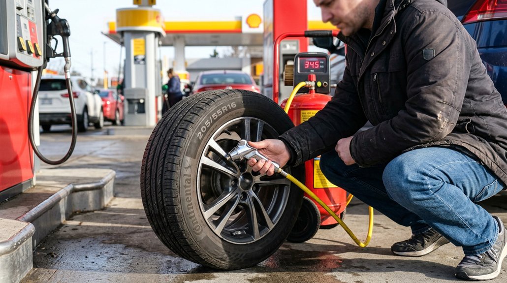 how to inflate tire at station