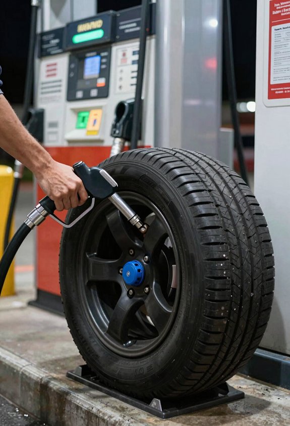 How to Put Air in Your Tire at a Gas Station in 3 Steps 3 inflate tires to recommended psi