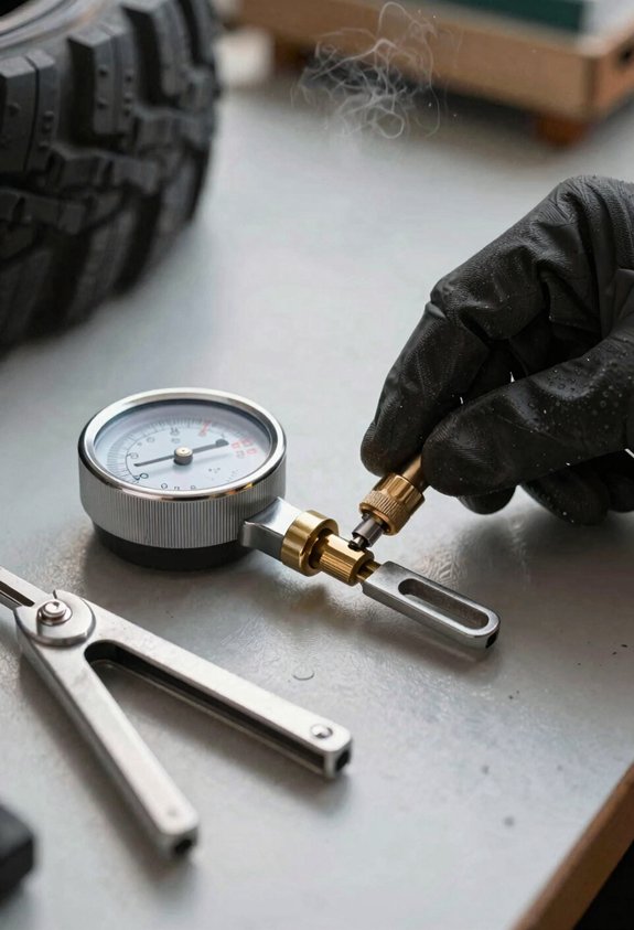 How to Release Air From Tire - Simple Steps for Safe Deflation 5 pressure gauge and valve tool