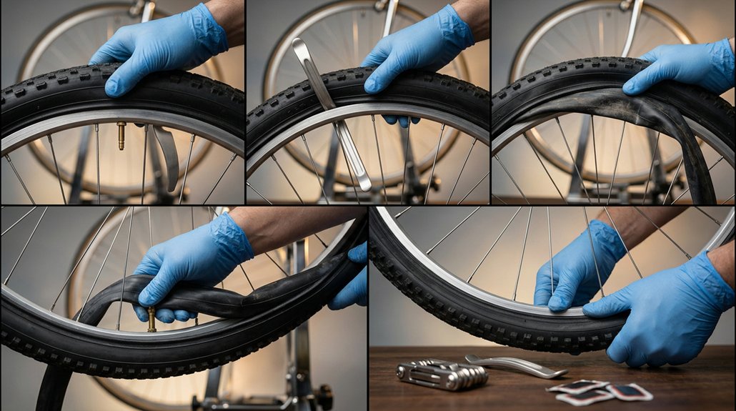 replacing a bike inner tube stepwise